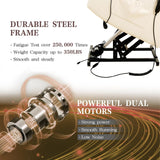 Infinite Position Lay Flat Lift Recliner Chair for Adults, Dual Motor Power Lift Chair for Elderly with Massage & Heating, Extended Footrest, USB Ports, Remote Control & Lumbar Pillow, Leather (Cream) RESTREAL