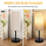 Small Table Lamp, Bedside Table Lamp for Bedroom, Lamp for Nightstand with Linen Fabric Shade, Minimalist Modern Desk Lamp for Living Room Office Dorm Kids Room RISLG