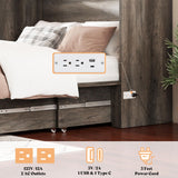 AMERLIFE Queen Murphy Bed with Storage & Charging Station, Farmhouse Murphy Cabinet with Foldable Panel, Noisy Free, for Living Room, Guest Bedroom, Office, Rustic Gray AMERLIFE