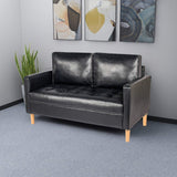 VAMEPOLE 57" Modern Sofa Couch, Black Faux Leather Loveseat for Living Room, Comfy Office Love Seats, Small Couches for Small Space VAMEPOLE