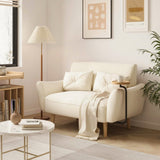 Brelice Loveseat Sofa, 47" Velvet Couch for Bedroom, Convertible Wooden Tray & Ergonomic Armrest, for Small Space, Apartment, Living Room, Home Office, Easy Assembly, Beige Brelice