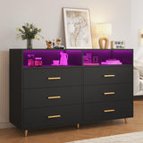 EnHomee Black Dresser with LED Lights, Wood Dresser for Bedroom with Wide Large Drawers and Metal Handles, Elegant Chest of Drawers for Clothes Storage Living Room Hallway Entryway, 47.2" W EnHomee