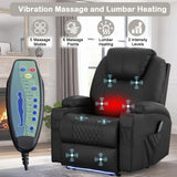 WISHDEER Power Recliner Chair with Heat and Massage for Adults - Home Theater Seating with LED Lights,Cup Holders,Side Pocket,USB Port - Recliner Sofa for Living Room(Black, Set of 2) WISHDEER