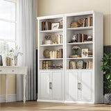 Rresyet 28" W Bookcase with Doors, Modern Tall Bookshelf 6-Tier White Bookshelves with Storage Cabinet for Office, Living Room, Library Rresyet
