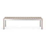 Great Deal Furniture Odelia Outdoor Modern Aluminum Dining Bench with Faux Wood Seat, Natural and Silver GDFStudio