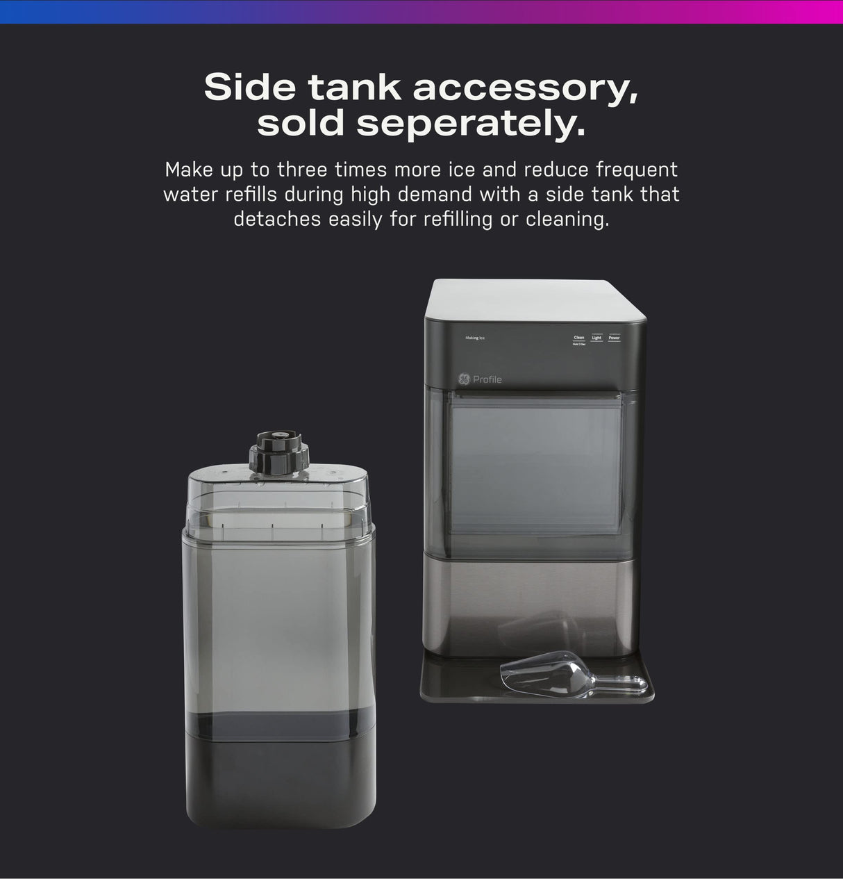 GE Profile Opal 2.0 | Countertop Nugget Ice Maker | Ice Machine with WiFi Connectivity | Smart Home Kitchen Essentials | Stainless Steel (Renewed) GE