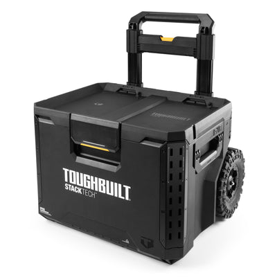 ToughBuilt StackTech Rolling Tool Box, Heavy-Duty Portable Tools Organizer, 250 lb Capacity - Stackable and Waterproof Toolbox Storage System with Lockable Lid and 9-Inch All-Terrain Wheels