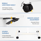 AMUSIGHT Mobile Standing Desk Adjustable Height, Sit Stand Rolling Laptop Desk with Lockable Wheels, Portable Computer Workstation for Home, Office, School (White) AMUSIGHT