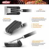 GRILLART Grill Brush and Scraper with Deluxe Handle, Safe Wire Grill Brush BBQ Cleaning Brush Grill Grate Cleaner for Gas Infrared Charcoal Porcelain Grills, BR-8529 GRILLART