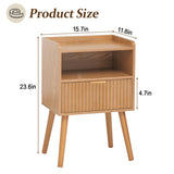 AWASEN Fluted Nightstand, Mid Century Modern Bedside Table with Storage Drawers, Wood Night Stand Bed Side Table with Solid Wood for Living Room, Bedroom, Office and Small Space (Brown) AWASEN