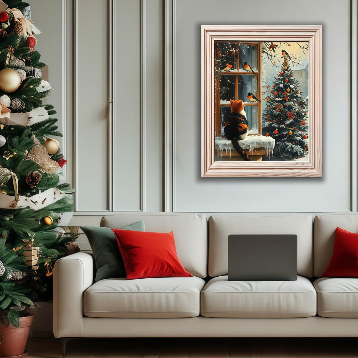 BYGFHLYW 5D Diamond Painting Kits for Adults, Cat Winter Diamond Art Kits for Adults Beginner, DIY Full Drill Round Diamond Dot Gem Painting for Home Wall Decor 12x16inch BYGFHLYW