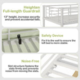 VECELO Metal Loft Bed Twin Size with Desk, Heavy Duty Bedframe with Removable Ladder and Safety Guardrail, Space-Saving, Noise Free, No Box Spring Needed, Off White VECELO