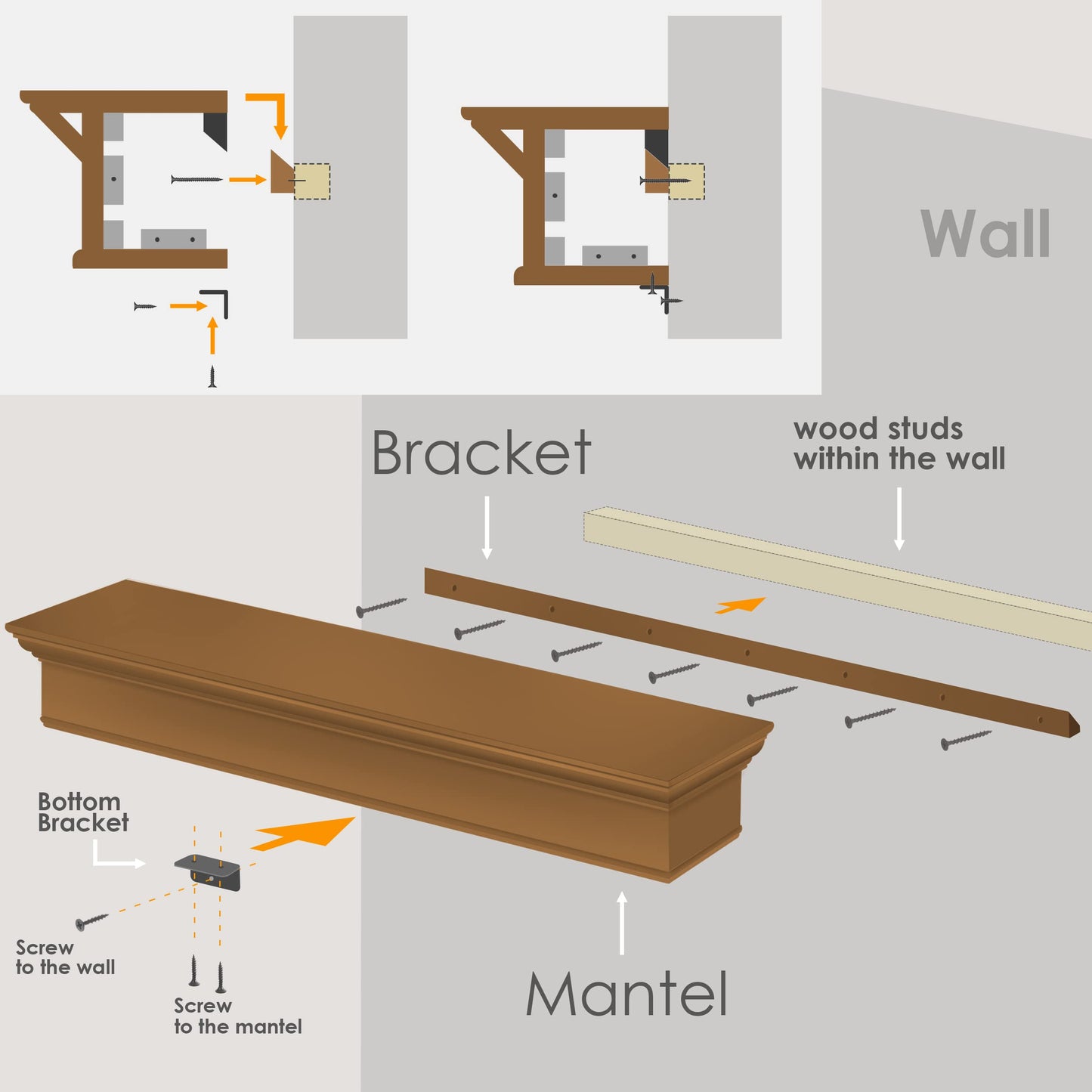 Barton 48" Fireplace Mantle Rectangle Floating Mantel Wood Mantel Shelf Wall Mount Shelf Farmhouse Fireplace, White