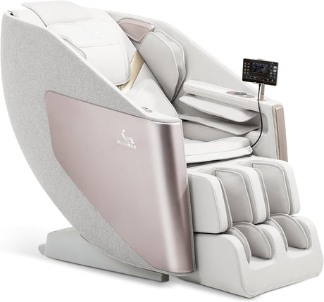 MassaMAX A305 Massage Chair Full Body, Zero Gravity, 53.15" SL-Track Shiatsu Massage Recliner Chair with Heat, AI Voice Control, Body Scan and Calfrest Extension, 15 Modes, Fully Assembled, Golden MassaMAX