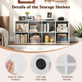 Tangkula 8-Cube Bookcase, Large Floor Standing Horizontal Bookshelf with 8 Open Shelves & 2 Anti-Tipping Kits, Home Office Wooden Storage Book Shelf for Living Room, Study (White, 8-Cube) Tangkula