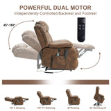 MEROUS Dual Motor Large Power Lift Recliner Chair for Elderly with Heat and Massage,Lay Flat Lift Chairs Recliners for Seniors Infinite Position,USB Ports&Remote, Leather (Ochre) MEROUS