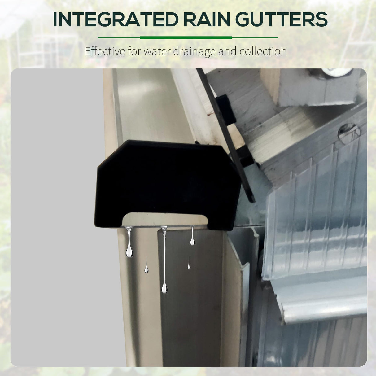 Outsunny 6' x 4' Aluminum Lean-to Greenhouse Polycarbonate Walk-in Garden Greenhouse with Adjustable Roof Vent, Rain Gutter and Sliding Door for Winter, Clear Outsunny