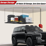 Drizzlen Overhead Garage Storage Lift,Heavy-Duty 300lbs Capacity Ceiling Rack System,Adjustable Height,Supports 8-16ft Ceilings,Overhead Garage Storage rack(Deck Not Includ) Drizzlen