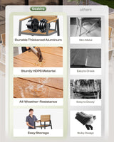 Oasbira Outdoor Dining Set for 6, Outdoor Table and Chairs Set with Umbrella Hole, Patio Dining Sets, 7 Pieces HDPS Outdoor Furniture Sets for Patio, Garden, Backyard (Gray & Teak) Oasbira