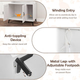 PETSITE Cat Litter Box Enclosure with Storage Shelf, 52 Inches Tall Modern Wooden Hidden Litter Box Furniture with Storage Shelving, Ideal for Indoor Cats (White) PETSITE