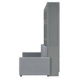 LZ LEISURE ZONE Full Size Murphy Bed, Wooden Full Murphy Bed with Cushion, Wall Bed with Sofa for Home Office or Small Room, Gray LZ LEISURE ZONE