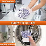 Oven Gloves, 932°F Heat Resistant Gloves, Oven Mitts with Fingers, Grill Gloves Heat Proof for Men Women, BBQ Gloves Silicone Grip, BLUESTEER Fireproof Gloves for Kitchen Cooking, Grilling, Baking BLUESTEER