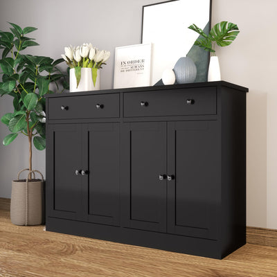 holzart Black Buffet Storage Cabinet with doors and drawers, 49" W Coffee Bar Cabinet, Kitchen Buffet Sideboard for Living Room, Kitchen