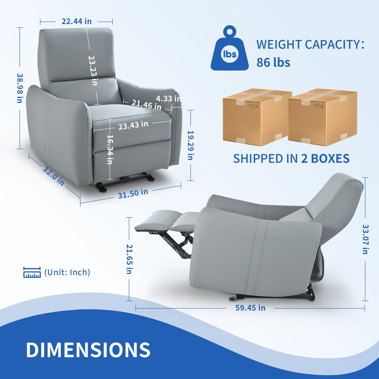 QKFF Wall Hugger Power Recliner Chair, Zero Wall Electric Recliner Chairs with USB Port, Space Saving Large Recliner for Living Room, RV, Home Theater QKFF