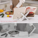 EFFORTICH Cookbook Stand, Wooden Recipe Book Holder, Cook Book Stand for Kitchen Counter, Multifunctional Display Stand, Kitchen Counter Decor - White EFFORTICH