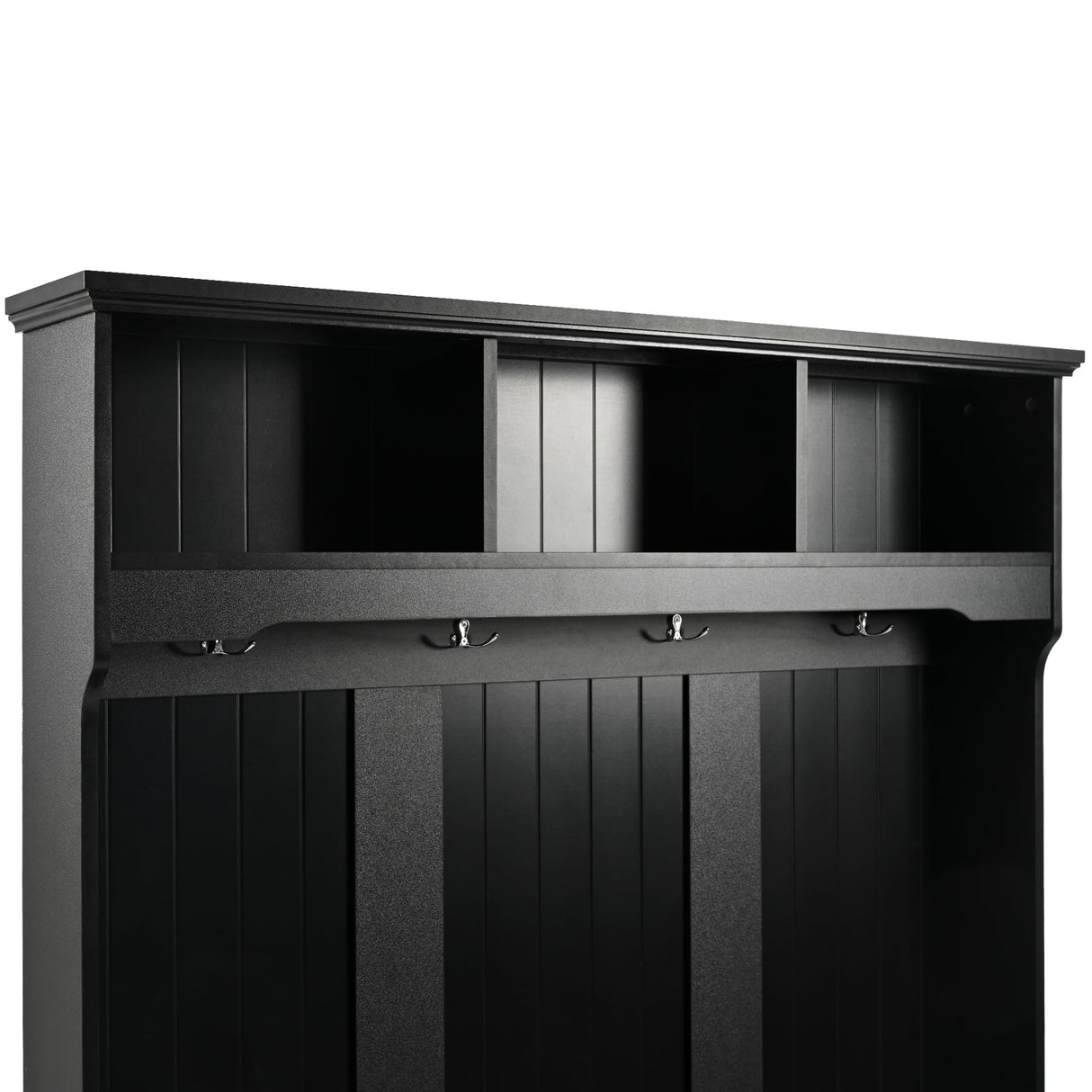 Merax Wood Hall Tree with Shoe Storage Bench for Entryway, 5-in-1 Coat Rack with 4 Hooks and Shelves for Entrance, Hallway Black Merax