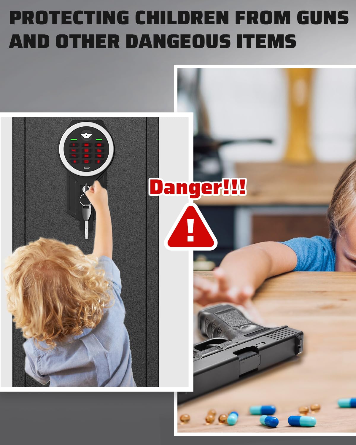 RIFLEWELL Gun Safe, 4-5 Rifle Gun Safe, Gun Safes for Home Rifle and Pistols, Quick Access Gun Cabinets with LED Light, Rifle Safe with Adjustable Gun Rack Riflewell