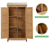 58''x30''x18'' Outdoor Wooden Storage Shed with Metal Top Tall Vertical Tool Cabinet for Backyard Garden Patio Lawn (Gold) Mederlo