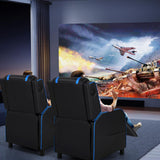 GYMAX Gaming Recliner, Massage Gaming Chair with Bluetooth Speaker, Adjustable Footrest & Lumbar Support, Single Ergonomic Gaming Sofa, Video Gaming Chair for Adults, Home Theatre (Blue) GYMAX