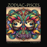 Kawaii Zodiac Pisces Grayscale Coloring Book: 40 Pages of Adorable Pisces Pictures