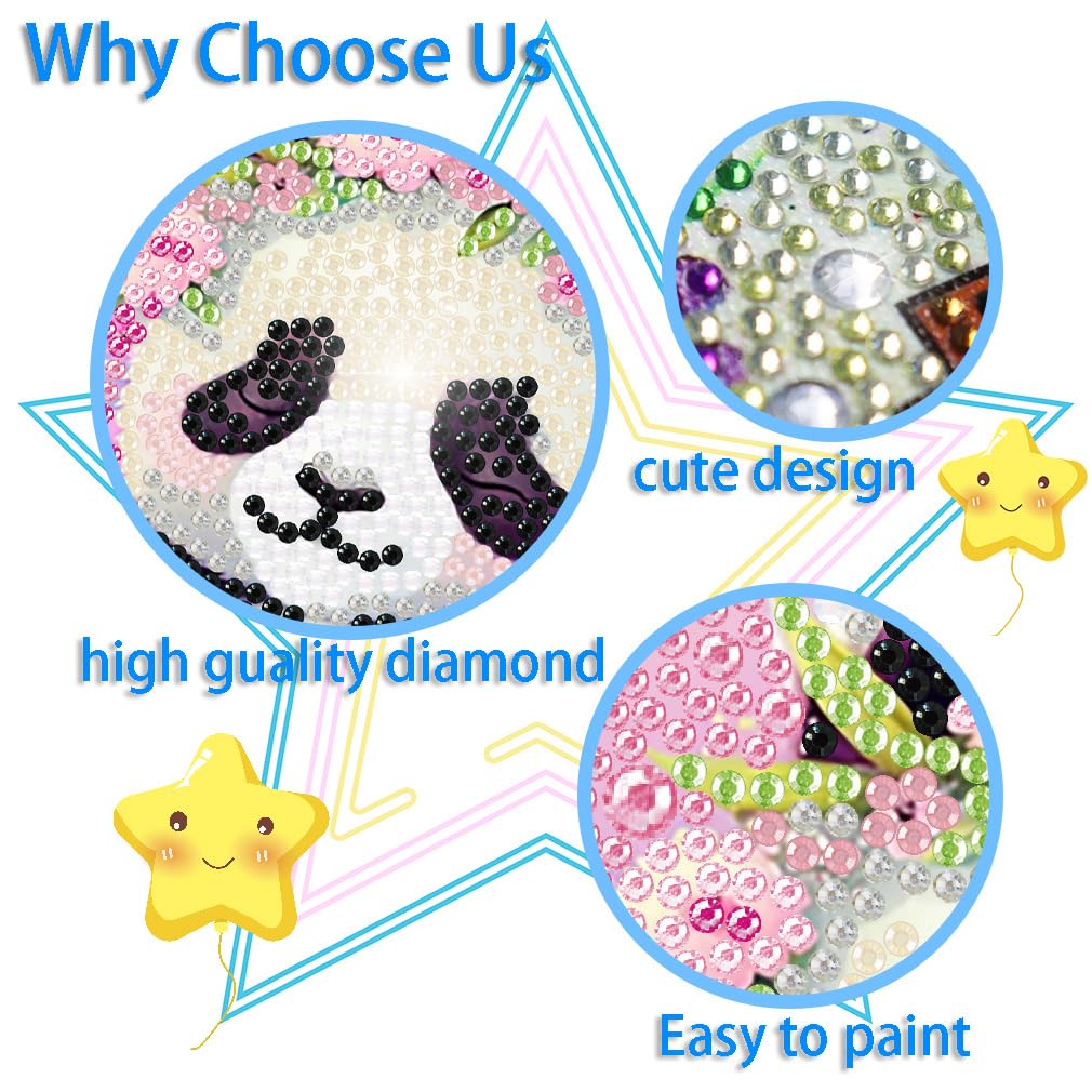 FQOVKYN 4 Packs 5D Cartoon Diamond Art Kits for Kids, Cute Animals DIY Diamond Arts Mosaic Kits for Adults Beginner, Full Round Drill Gem Art for Home Wall Decor Kids Present 6X6 inch FQOVKYN