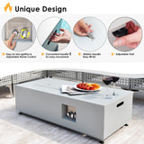NICESOUL 42'' Outdoor Rectangle Fire Pit Table, Modern Low Profile Patio Firepits with Tank Table, 50,000 BTU Firepit Table for Outside, Exterior, Porch, Backyard or Garden, No Assembly, Grayish white NICESOUL