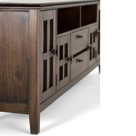 SIMPLIHOME Artisan SOLID WOOD 72 Inch Wide Transitional TV Media Stand in Natural Aged Brown for TVs up to 80 Inch, For the Living Room and Entertainment Center SIMPLIHOME