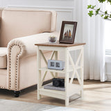 PHI VILLA End Table Living Room Set of 2 - Side Table for Small Spaces Farmhouse Bedside Table, Bedroom Nightstands Set White PHI VILLA