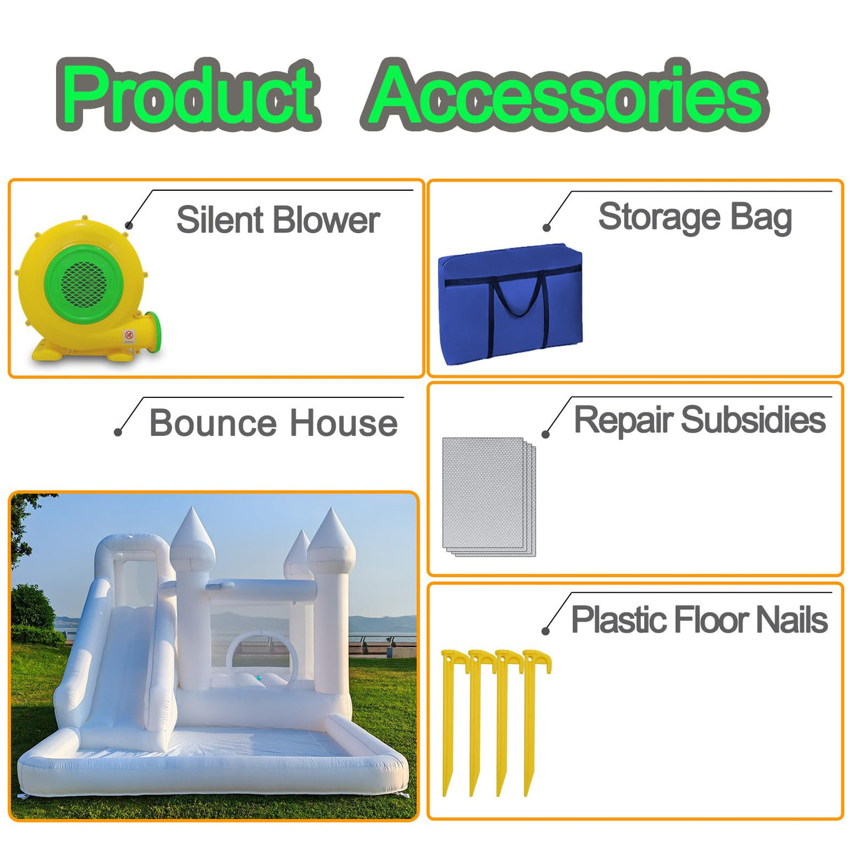 13.5ft * 9.5ft White Bounce House with Ball Pit and Blower, White Bounce House Castle for Kids Birthday Parties, Events Felizhus