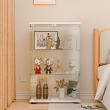 FANYUSHOW Glass Display Cabinet with Double Door and Lock, Quick-Install Style 3-Shelf Curio Cabinet 5mm Tempered Glass Floor Standing Bookshelf for Living Room, Bedroom, 49" H x 32''L x 14''W (White) FANYUSHOW