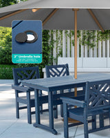 AXMOLM 10 Piece HDPE Outdoor Dining Set for 8, Patio HDPE Furniture Set with 2 Table and Umbrella Hole, Outdoor Table and Chairs for Garden, Poolside, Backyard, Deck AXMOLM