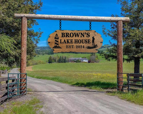 Custom Wood Sign, Lighthouse Themed Decor, Personalized Last Name Sign, Lake House Monogram Signs, Outdoor Wooden,3D carved decorative wooden plaques. EXUNART