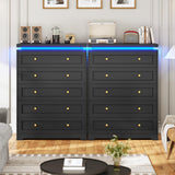 AOGLLATI Black Dresser for Bedroom,5 Drawer Dresser with Led Lights,Modern Led Tall Bedroom Dresser with Top Floating Design for Bedroom Hallway,Black AOGLLATI