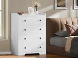 Furnulem 4-Drawer Dresser for Bedroom - White Wood Chest of Drawers Closet Storage Cabinet Organizer for Bedroom, Living Room, Hallway & Office Furnulem