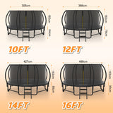 16FT Trampoline with Safety Enclosure, Anti-Rust Coating – ASTM Certified, Heavy-Duty Outdoor Trampoline with Ladder – for Kids & Adults, Black Calmmax