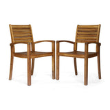 Christopher Knight Home Watts Outdoor Acacia Wood Dining Chairs, Teak Finish (Set of 2) Christopher Knight Home
