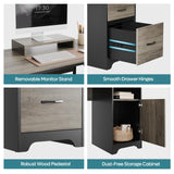 Bestier L Shaped Desk with File Drawers, 63" x 47" Office Computer Desk with Storage Cabinet, Corner Desk with Monitor Stand & Modesty Panel for Home Office, Dark Gray Bestier