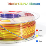iSANMATE PLA Filament 1.75mm, 3D Printer Filament Silk Red Yellow Blue Color Changing PLA, Silk PLA Tri Colors Filament, 3D Printing Filament +/-0.03mm, 1KG Spool iSANMATE