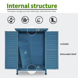 MCombo Outdoor Wood Storage Cabinet, Small Size Garden Wooden Tool Shed with Double Doors, Outside Tools Cabinet for Backyard (24.6”x 18.3”x38.2”) 0985 (Blue) MCombo