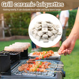 Baquler 100 Pcs Barbecue Briquettes Gas Grill Ceramic Briquettes Grill Bricks Replacement Parts Reusable Ceramic BBQ Bricks Evenly Heated Gas Grill Briquettes for Baker Chef BBQ Gas Grill Baquler